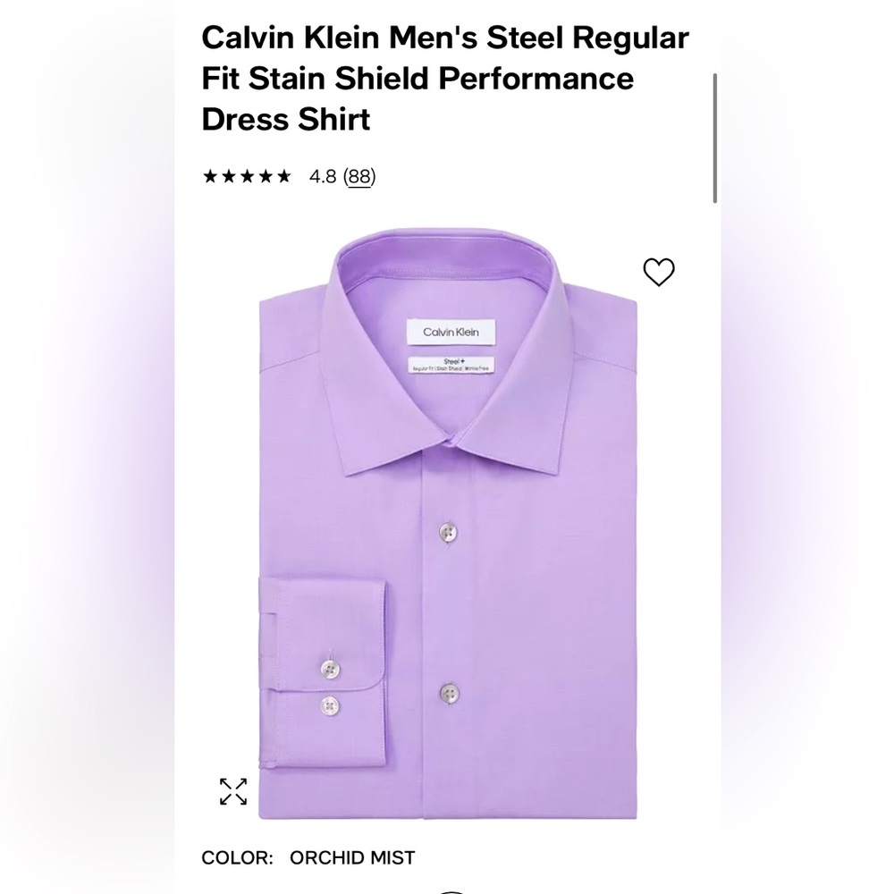 Calvin Klein Men's Steel Regular Fit Stain Shield Performance Dress Shirt/17(XL)
